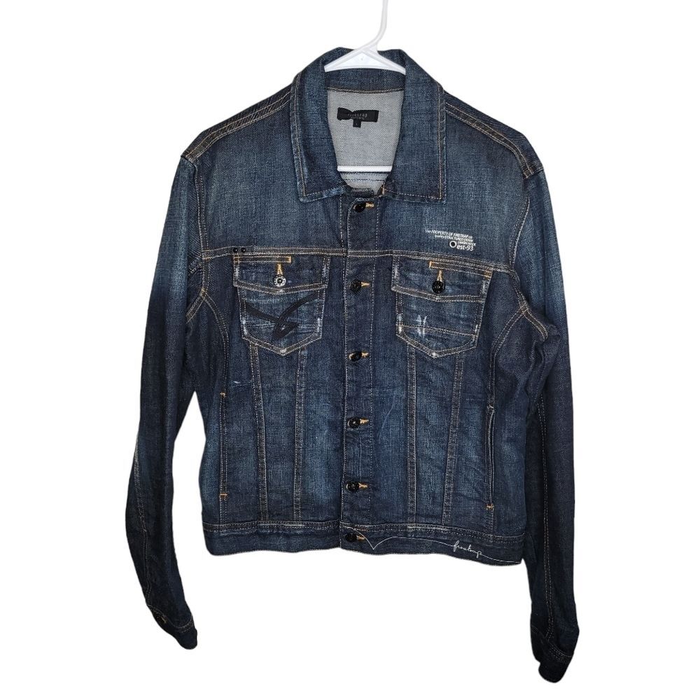 Firetrap Blackseal Nwot Men's trucker denim jean jacket size Large